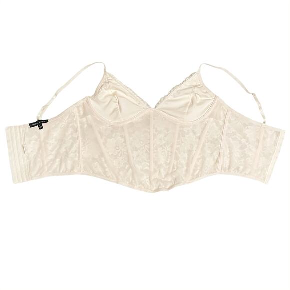 KENDALL & KYLIE Midnight Lover Lace Corset Top in Sand (Cream/Ivory) Size L - Picture 6 of 8
